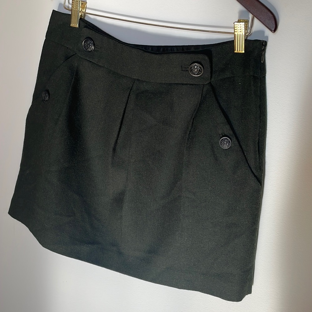Banana Republic military green wool mini skirt